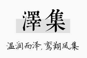 泽集名字的寓意及含义