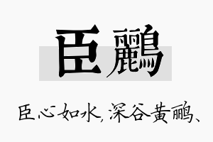 臣鹂名字的寓意及含义