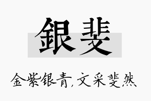 银斐名字的寓意及含义