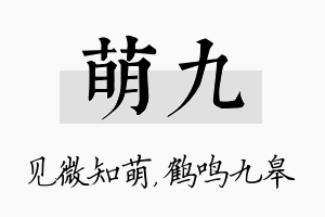 萌九名字的寓意及含义