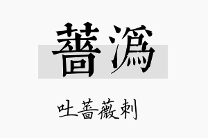 蔷沩名字的寓意及含义