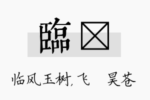 临翀名字的寓意及含义