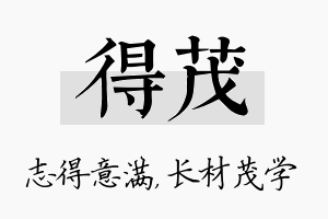 得茂名字的寓意及含义