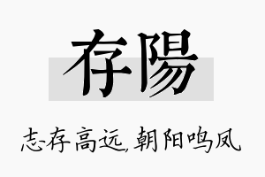 存阳名字的寓意及含义