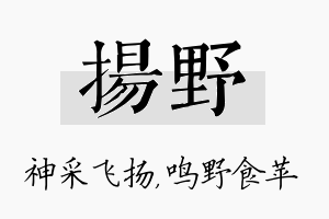 扬野名字的寓意及含义