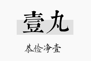 壹丸名字的寓意及含义