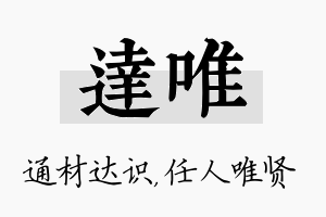 达唯名字的寓意及含义