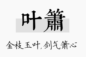 叶箫名字的寓意及含义