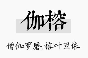 伽榕名字的寓意及含义