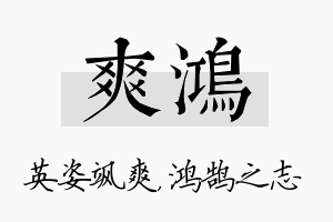 爽鸿名字的寓意及含义