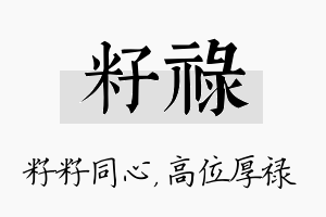 籽禄名字的寓意及含义