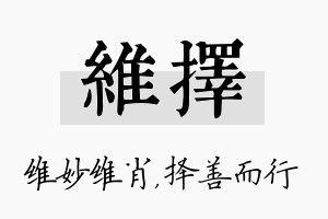 维择名字的寓意及含义