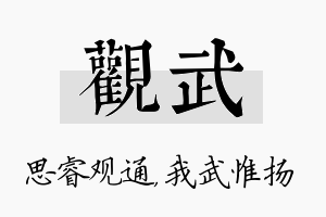 观武名字的寓意及含义