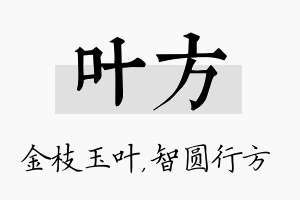 叶方名字的寓意及含义