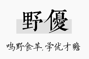 野优名字的寓意及含义