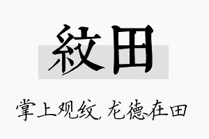 纹田名字的寓意及含义