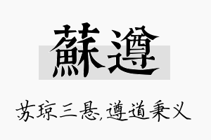 苏遵名字的寓意及含义