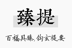 臻提名字的寓意及含义