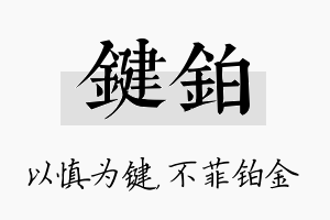 键铂名字的寓意及含义