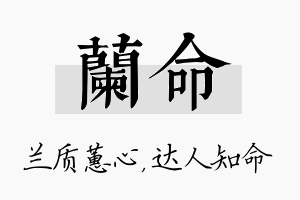 兰命名字的寓意及含义