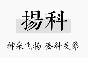 扬科名字的寓意及含义