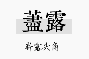 荩露名字的寓意及含义