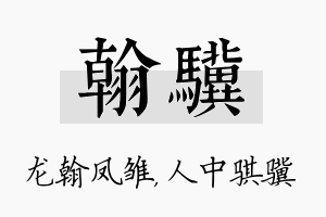 翰骥名字的寓意及含义