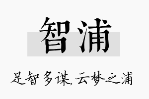 智浦名字的寓意及含义