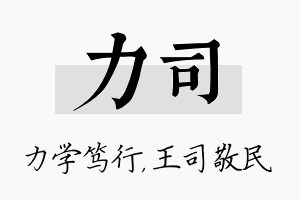 力司名字的寓意及含义