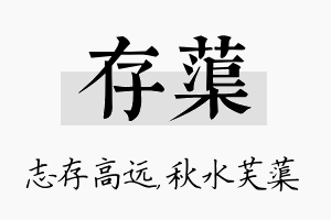 存蕖名字的寓意及含义