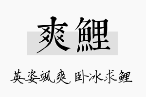 爽鲤名字的寓意及含义