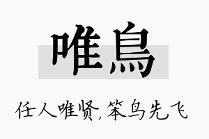 唯鸟名字的寓意及含义