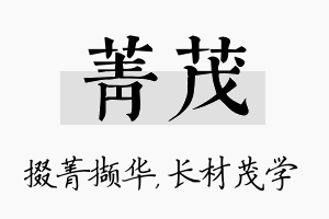 菁茂名字的寓意及含义