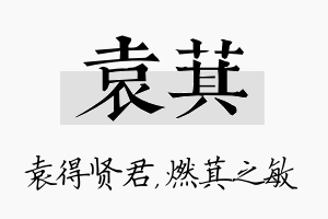 袁萁名字的寓意及含义