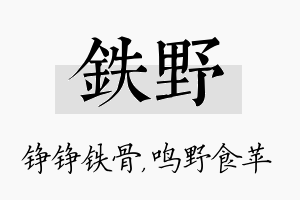 铁野名字的寓意及含义