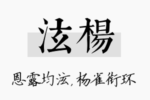 泫杨名字的寓意及含义