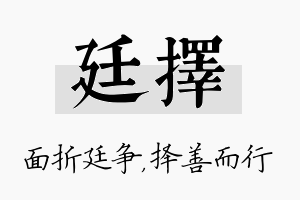 廷择名字的寓意及含义