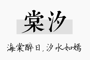 棠汐名字的寓意及含义