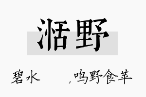 湉野名字的寓意及含义