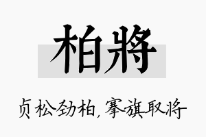 柏将名字的寓意及含义