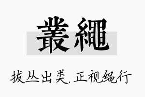 丛绳名字的寓意及含义