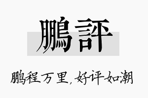 鹏评名字的寓意及含义