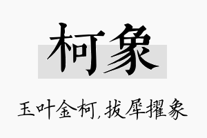 柯象名字的寓意及含义