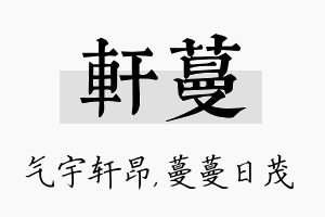 轩蔓名字的寓意及含义