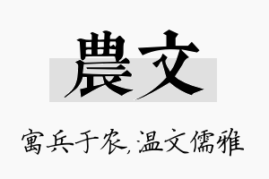 农文名字的寓意及含义