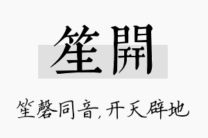 笙开名字的寓意及含义