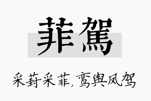 菲驾名字的寓意及含义