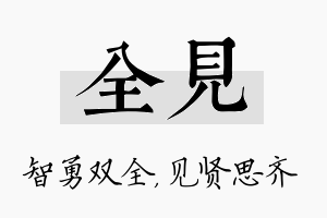 全见名字的寓意及含义