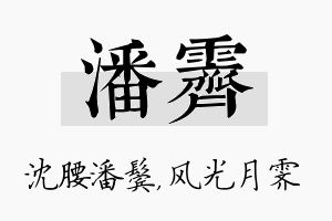 潘霁名字的寓意及含义