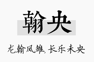 翰央名字的寓意及含义